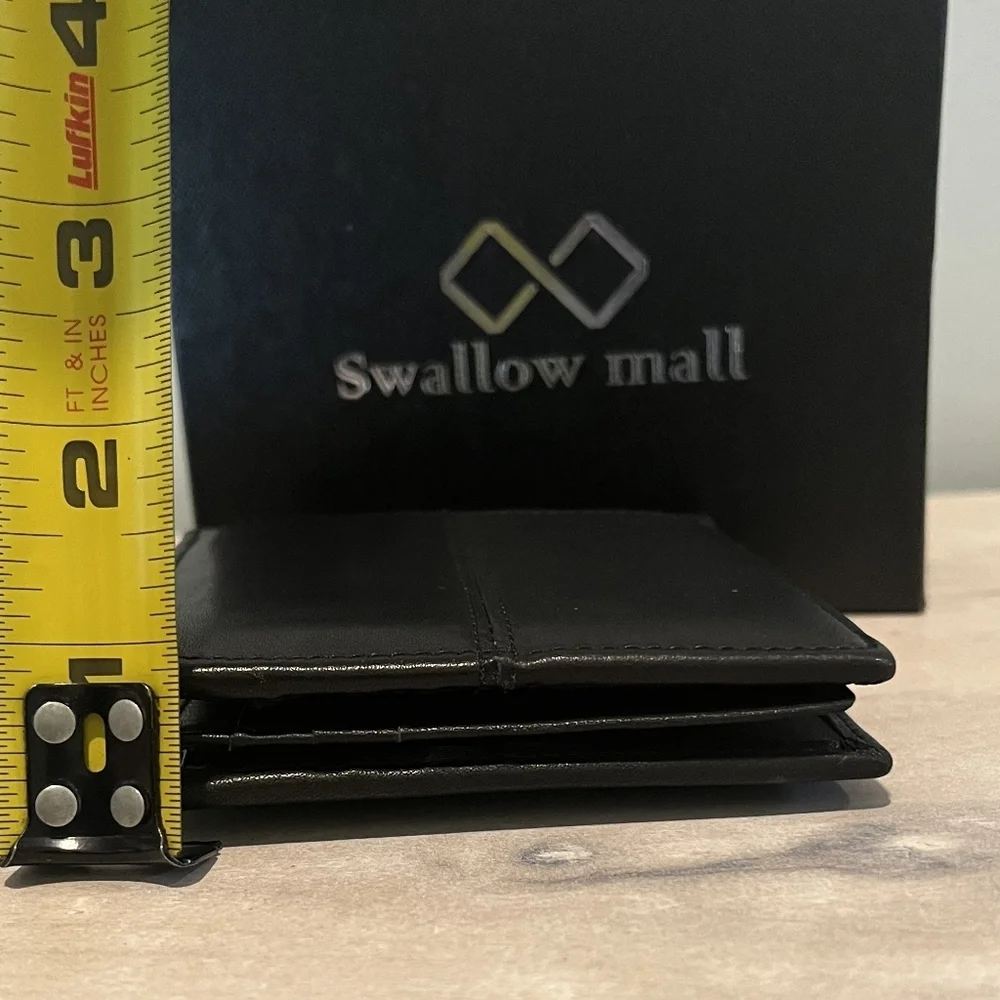Swallow Mall Black Leather Wallet With RFID Secure Technology‎